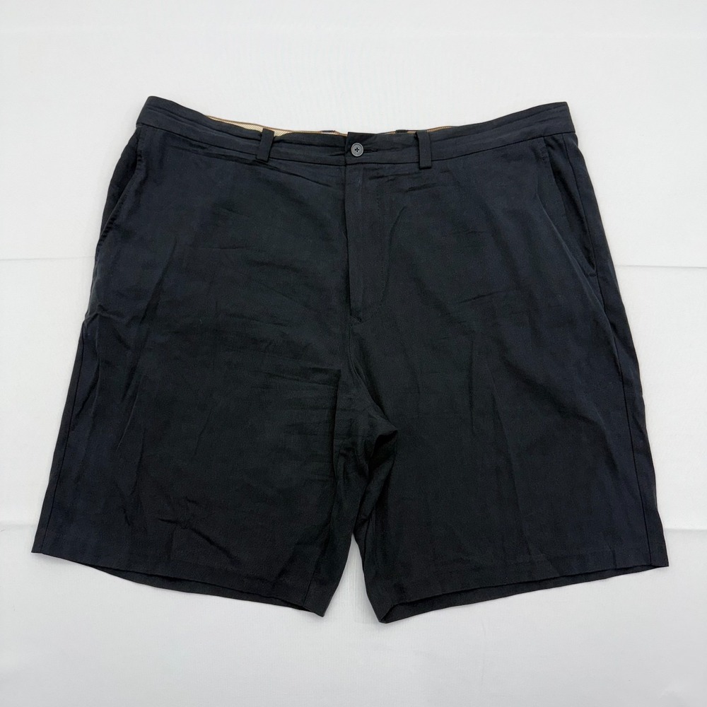 Tommy Bahama Silk Cotton Flat Front Short Mens 40 Black 10" Relax Chino